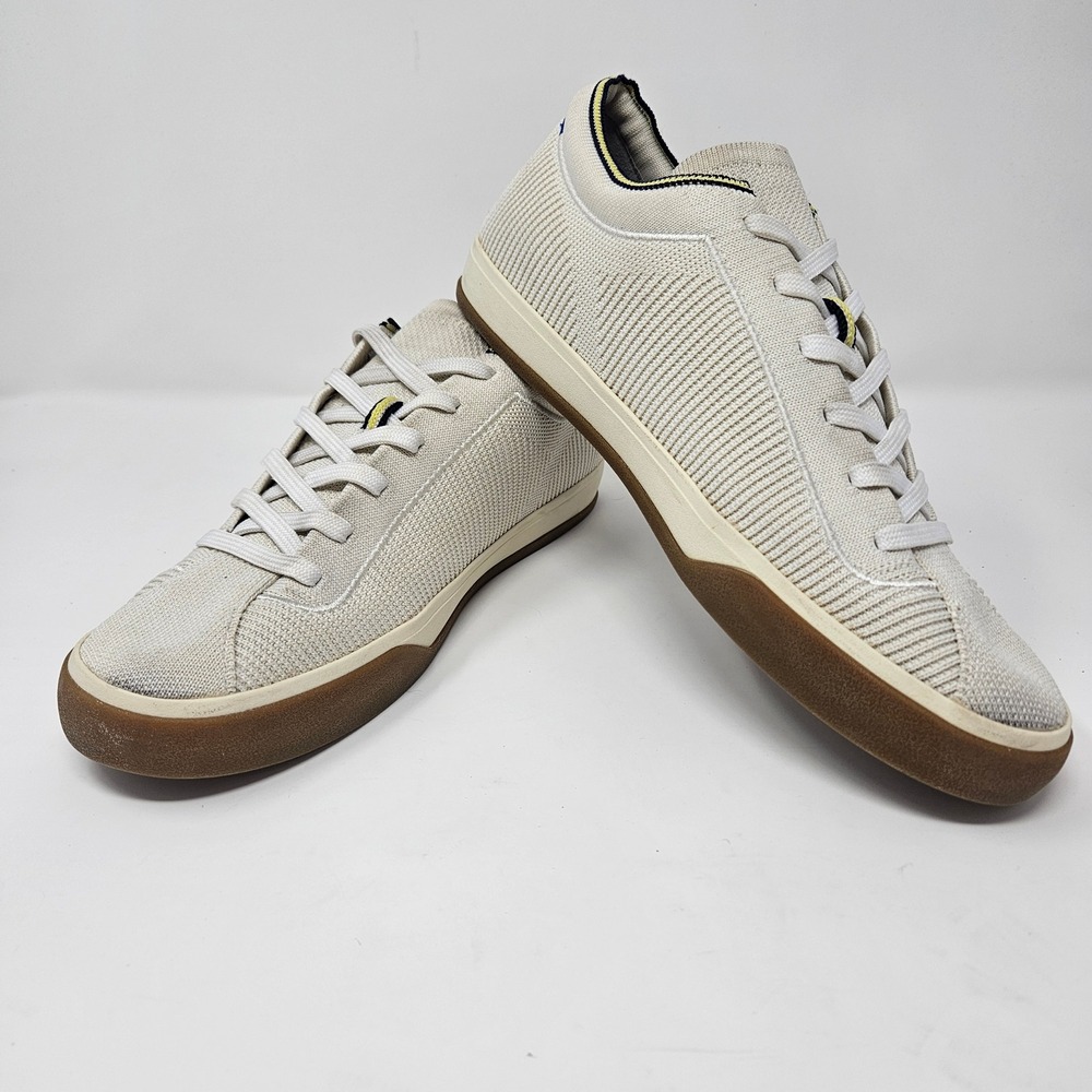 Rothys RS01 Mens Sneakers Bone White Knit Lace Up Gum Sole Low Top Shoes Size 10